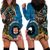 Fiji and Australia Kangaroos Hoodie Dress Indigenous Aboriginal and Fijian Masi Tribal Tattoo LT03 - Polynesian Pride