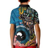 Fiji and Australia Kangaroos Kid Polo Shirt Indigenous Aboriginal and Fijian Masi Tribal Tattoo LT03 - Polynesian Pride