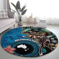 Fiji and Australia Kangaroos Round Carpet Indigenous Aboriginal and Fijian Masi Tribal Tattoo LT03 - Polynesian Pride