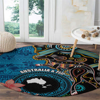 Fiji and Australia Kangaroos Round Carpet Indigenous Aboriginal and Fijian Masi Tribal Tattoo LT03 - Polynesian Pride