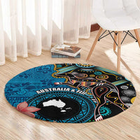 Fiji and Australia Kangaroos Round Carpet Indigenous Aboriginal and Fijian Masi Tribal Tattoo LT03 - Polynesian Pride
