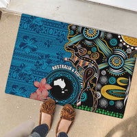 Fiji and Australia Kangaroos Rubber Doormat Indigenous Aboriginal and Fijian Masi Tribal Tattoo LT03 - Polynesian Pride