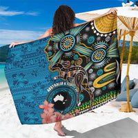 Fiji and Australia Kangaroos Sarong Indigenous Aboriginal and Fijian Masi Tribal Tattoo LT03 One Size 44 x 66 inches Blue - Polynesian Pride