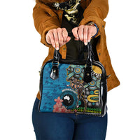 Fiji and Australia Kangaroos Shoulder Handbag Indigenous Aboriginal and Fijian Masi Tribal Tattoo LT03 One Size Blue - Polynesian Pride
