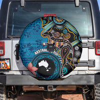 Fiji and Australia Kangaroos Spare Tire Cover Indigenous Aboriginal and Fijian Masi Tribal Tattoo LT03 Blue - Polynesian Pride