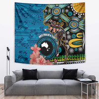 Fiji and Australia Kangaroos Tapestry Indigenous Aboriginal and Fijian Masi Tribal Tattoo LT03 Blue - Polynesian Pride