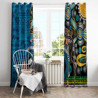 Fiji and Australia Kangaroos Window Curtain Indigenous Aboriginal and Fijian Masi Tribal Tattoo LT03 - Polynesian Pride