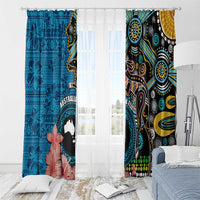 Fiji and Australia Kangaroos Window Curtain Indigenous Aboriginal and Fijian Masi Tribal Tattoo LT03 - Polynesian Pride