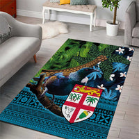 Fiji and New Zealand Tui Bird Area Rug Koru Fern Leafs and Palm Tree With Plumeria LT03 - Polynesian Pride