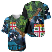 Fiji and New Zealand Tui Bird Baseball Jersey Koru Fern Leafs and Palm Tree With Plumeria LT03 - Polynesian Pride