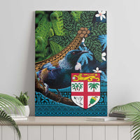 Fiji and New Zealand Tui Bird Canvas Wall Art Koru Fern Leafs and Palm Tree With Plumeria LT03 - Polynesian Pride