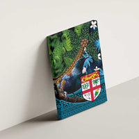 Fiji and New Zealand Tui Bird Canvas Wall Art Koru Fern Leafs and Palm Tree With Plumeria LT03 - Polynesian Pride