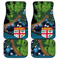 Fiji and New Zealand Tui Bird Car Mats Koru Fern Leafs and Palm Tree With Plumeria LT03 - Polynesian Pride