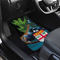 Fiji and New Zealand Tui Bird Car Mats Koru Fern Leafs and Palm Tree With Plumeria LT03 - Polynesian Pride