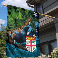 Fiji and New Zealand Tui Bird Garden Flag Koru Fern Leafs and Palm Tree With Plumeria LT03 - Polynesian Pride