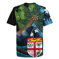 Fiji and New Zealand Tui Bird Rugby Jersey Koru Fern Leafs and Palm Tree With Plumeria LT03 - Polynesian Pride