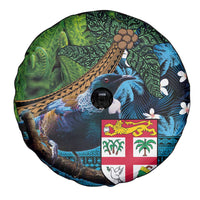 Fiji and New Zealand Tui Bird Spare Tire Cover Koru Fern Leafs and Palm Tree With Plumeria LT03 - Polynesian Pride