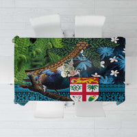 Fiji and New Zealand Tui Bird Tablecloth Koru Fern Leafs and Palm Tree With Plumeria LT03 Blue - Polynesian Pride