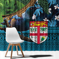 Fiji and New Zealand Tui Bird Window Curtain Koru Fern Leafs and Palm Tree With Plumeria LT03 - Polynesian Pride