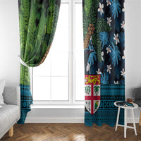 Fiji and New Zealand Tui Bird Window Curtain Koru Fern Leafs and Palm Tree With Plumeria LT03 - Polynesian Pride