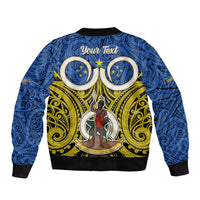 Personalised Vanuatu Tafea Province Sleeve Zip Bomber Jacket Pig Tusk Mix Maori Pattern and Namele Leaf LT03 - Polynesian Pride