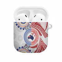 Tongan and Australian Culture Together AirPods Case Ngatu Art Tribal Aboriginal Tattoo Pattern LT03 White - Polynesian Pride