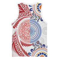 Tongan and Australian Culture Together Basketball Jersey Ngatu Art Tribal Aboriginal Tattoo Pattern LT03 - Polynesian Pride