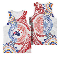 Tongan and Australian Culture Together Basketball Jersey Ngatu Art Tribal Aboriginal Tattoo Pattern LT03 - Polynesian Pride