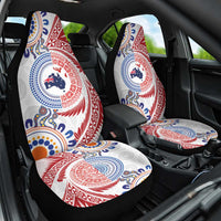 Tongan and Australian Culture Together Car Seat Cover Ngatu Art Tribal Aboriginal Tattoo Pattern LT03 One Size White - Polynesian Pride