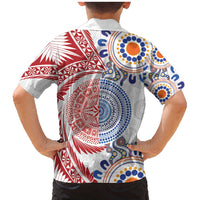 Tongan and Australian Culture Together Family Matching Mermaid Dress and Hawaiian Shirt Ngatu Art Tribal Aboriginal Tattoo Pattern LT03 - Polynesian Pride