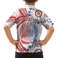 Tongan and Australian Culture Together Family Matching Summer Maxi Dress and Hawaiian Shirt Ngatu Art Tribal Aboriginal Tattoo Pattern LT03 - Polynesian Pride