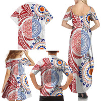 Tongan and Australian Culture Together Family Matching Summer Maxi Dress and Hawaiian Shirt Ngatu Art Tribal Aboriginal Tattoo Pattern LT03 - Polynesian Pride