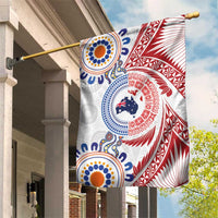 Tongan and Australian Culture Together Garden Flag Ngatu Art Tribal Aboriginal Tattoo Pattern LT03 House Flag White - Polynesian Pride