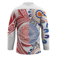 Tongan and Australian Culture Together Hockey Jersey Ngatu Art Tribal Aboriginal Tattoo Pattern LT03 - Polynesian Pride