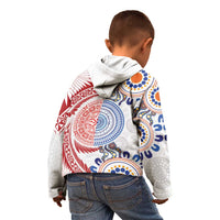 Tongan and Australian Culture Together Kid Hoodie Ngatu Art Tribal Aboriginal Tattoo Pattern - Polynesian Pride