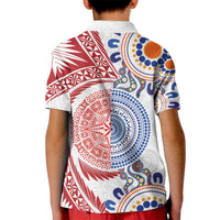Tongan and Australian Culture Together Kid Polo Shirt Ngatu Art Tribal Aboriginal Tattoo Pattern LT03 - Polynesian Pride