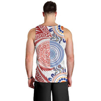 Tongan and Australian Culture Together Men Tank Top Ngatu Art Tribal Aboriginal Tattoo Pattern LT03 - Polynesian Pride