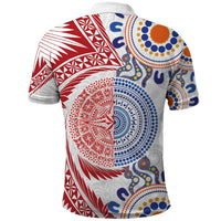 Tongan and Australian Culture Together Polo Shirt Ngatu Art Tribal Aboriginal Tattoo Pattern LT03 - Polynesian Pride