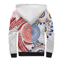 Tongan and Australian Culture Together Sherpa Hoodie Ngatu Art Tribal Aboriginal Tattoo Pattern LT03 - Polynesian Pride
