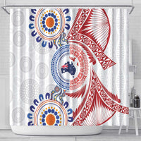 Tongan and Australian Culture Together Shower Curtain Ngatu Art Tribal Aboriginal Tattoo Pattern LT03 - Polynesian Pride