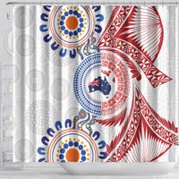 Tongan and Australian Culture Together Shower Curtain Ngatu Art Tribal Aboriginal Tattoo Pattern LT03 - Polynesian Pride