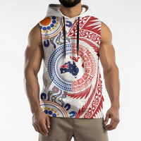 Tongan and Australian Culture Together Sleeveless Hoodie Ngatu Art Tribal Aboriginal Tattoo Pattern LT03 - Polynesian Pride