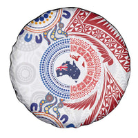 Tongan and Australian Culture Together Spare Tire Cover Ngatu Art Tribal Aboriginal Tattoo Pattern LT03 - Polynesian Pride