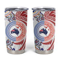 Tongan and Australian Culture Together Tumbler Cup Ngatu Art Tribal Aboriginal Tattoo Pattern LT03 White - Polynesian Pride