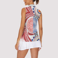 Tongan and Australian Culture Together Women Sleeveless Polo Shirt Ngatu Art Tribal Aboriginal Tattoo Pattern LT03 - Polynesian Pride
