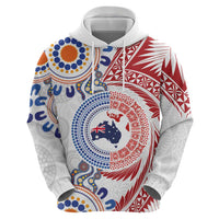 Tongan and Australian Culture Together Zip Hoodie Ngatu Art Tribal Aboriginal Tattoo Pattern LT03 - Polynesian Pride