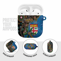 Fijian and Australian Culture Together AirPods Case Aboriginal Art and Tapa Motifs with Kangaroo and Palm Tree LT03 - Polynesian Pride