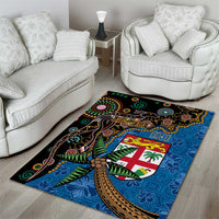 Fijian and Australian Culture Together Area Rug Aboriginal Art and Tapa Motifs with Kangaroo and Palm Tree LT03 - Polynesian Pride