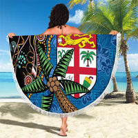 Fijian and Australian Culture Together Beach Blanket Aboriginal Art and Tapa Motifs with Kangaroo and Palm Tree LT03 - Polynesian Pride