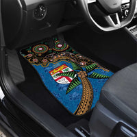 Fijian and Australian Culture Together Car Mats Aboriginal Art and Tapa Motifs with Kangaroo and Palm Tree LT03 - Polynesian Pride